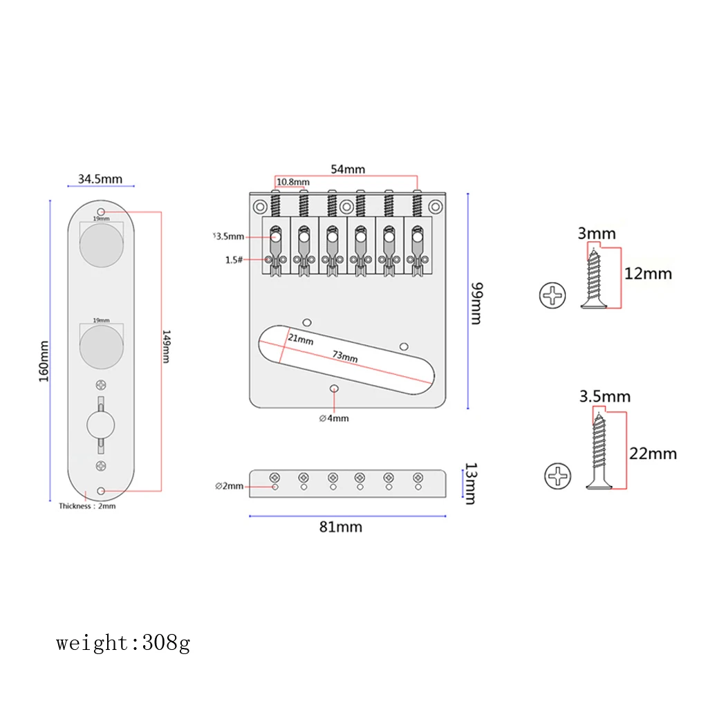 Гитары Prewired контрольная пластина и Telecaster мост пластина TL Электрогитара запасные части 99x81x13 мм