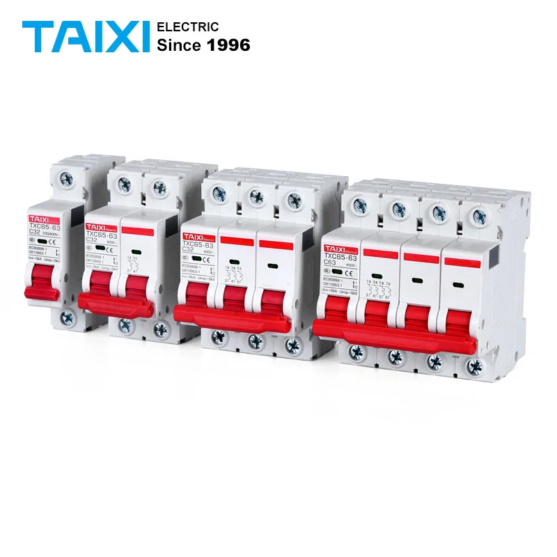

6KA MCB C65N-63 Miniature Circuit Breakers with Indication 1P 2Pole 3P 4P 6000A Breaking Can be customized DC 500V 30A 60A