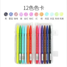 Корея Цвет водостойкая гелевая ручка 12/24-Цвет волоконные ручки набор тонкая ручка 12/24 шт
