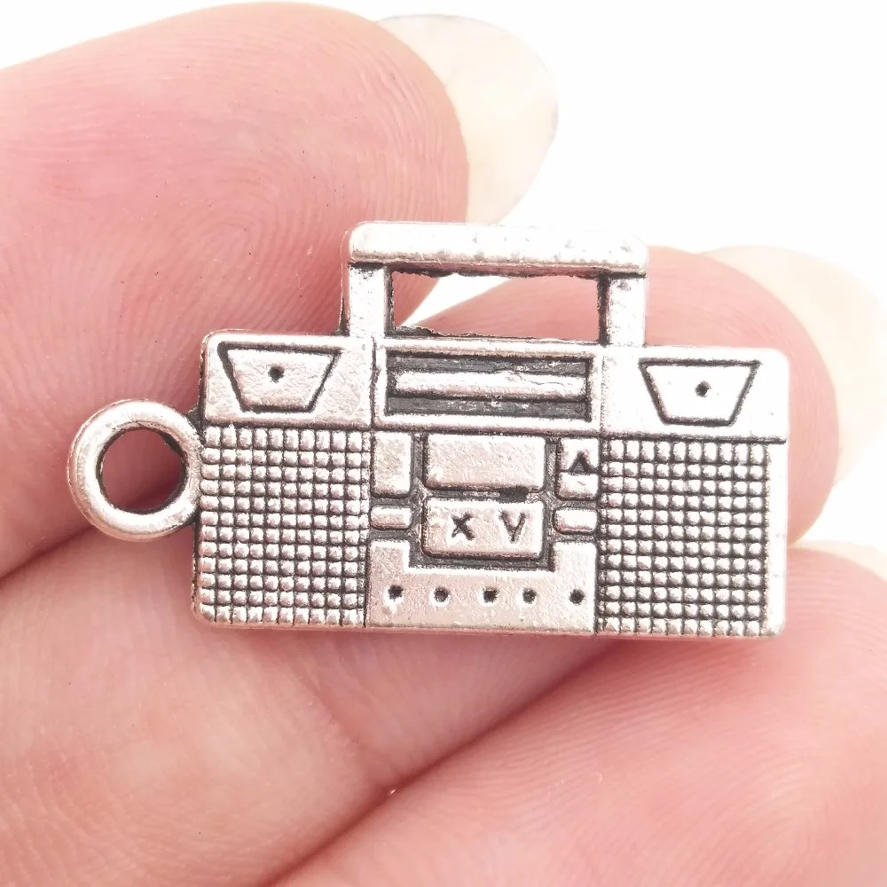 BULK 30 Zinc Alloy Boombox Radio Charms Antique Silver Plated Classc Collection DIY Bracelet Jewelry Making 13*23mm 1.8g | Украшения и