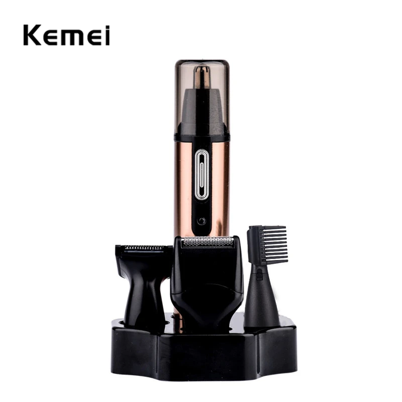 

4-in-1 Rechargeable Nose Hair Trimmer Cutter Ear Cleaner Hair Removal for Temple Eyebrow Beard Shaver Clipper Washable Head