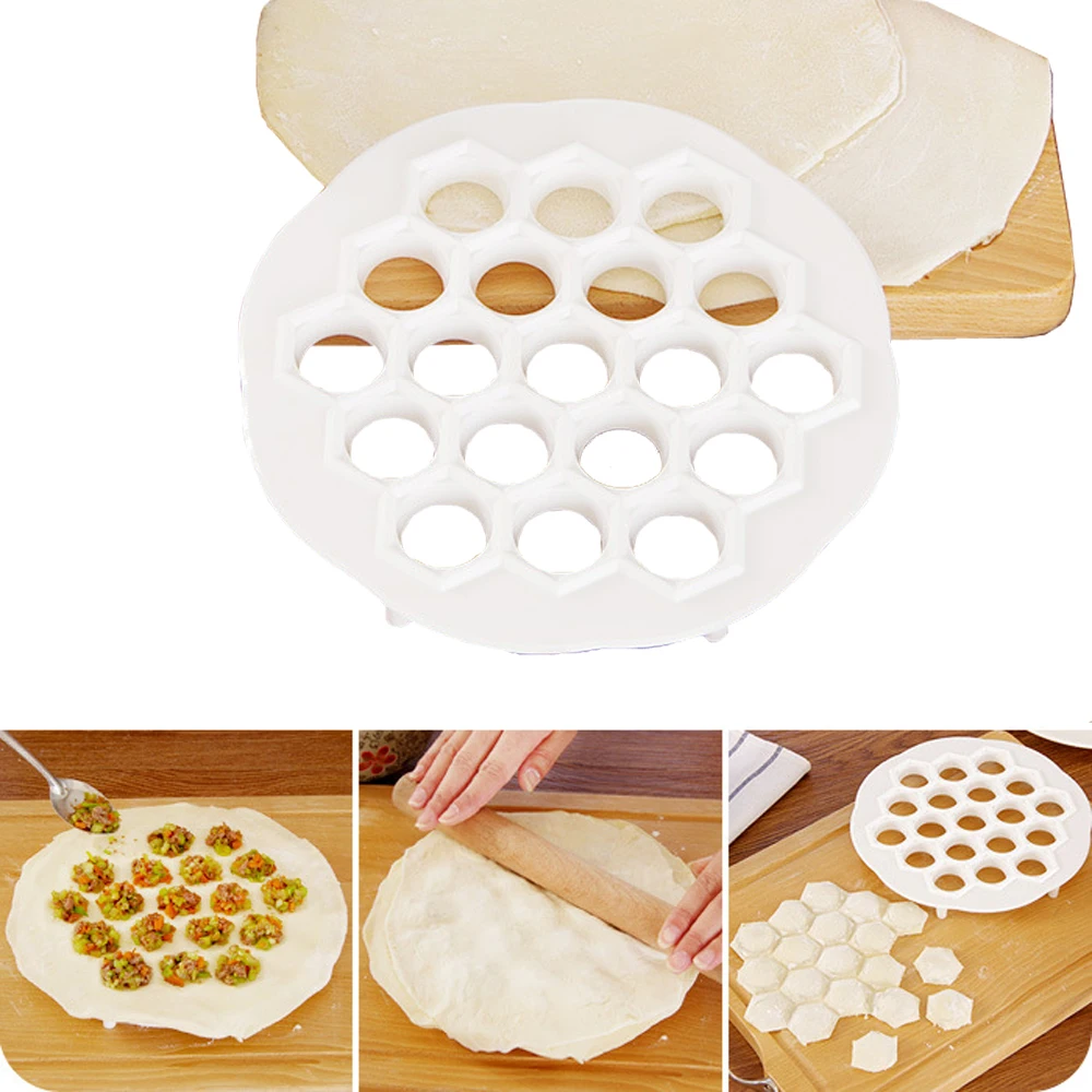 

1Pcs Kitchen Pastry Tools DIY White Plastic Dumpling Mold Maker Dough Press Dumpling 19 Holes Dumplings Maker Mold Tools