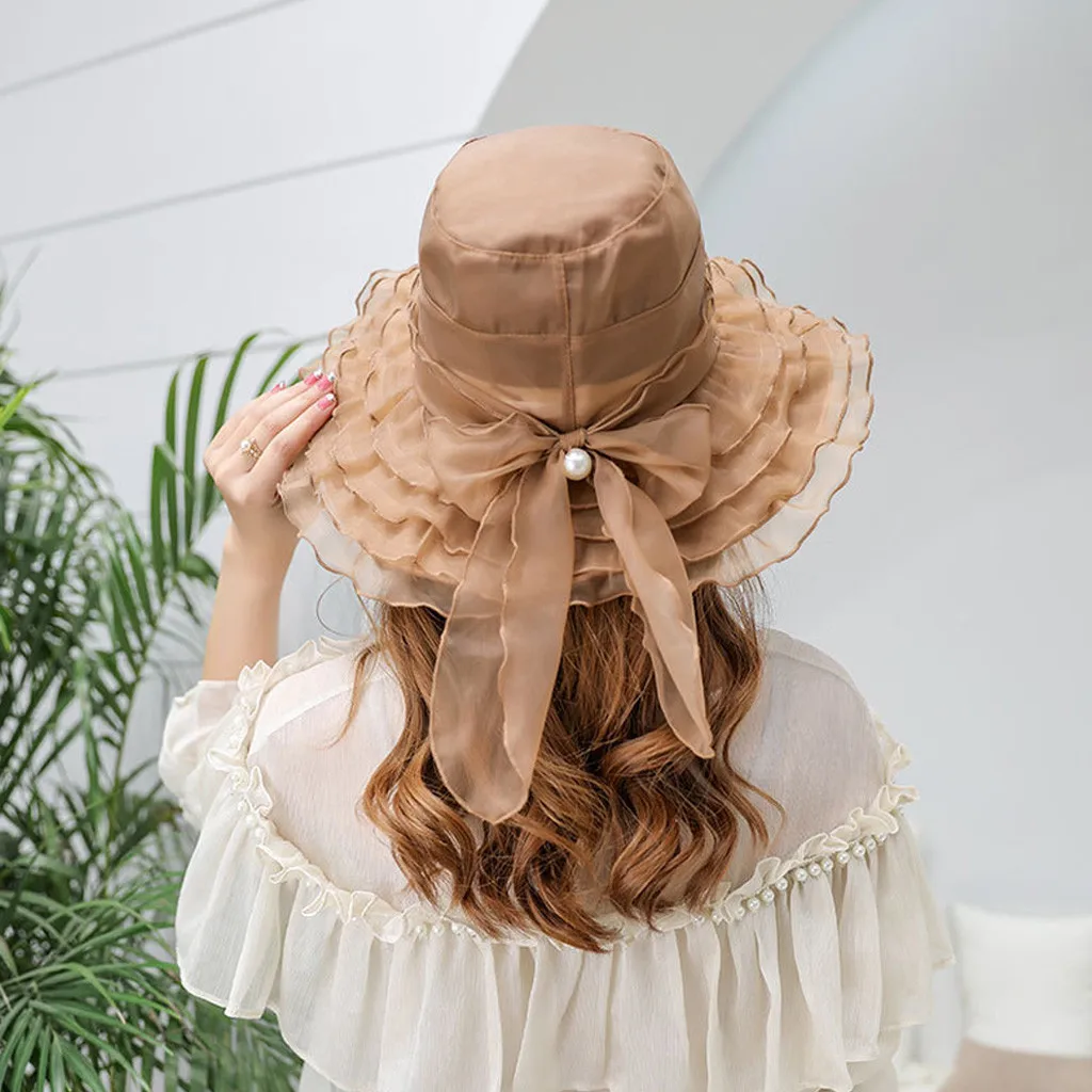 Широкополый женский головной убор, летняя Складная женская шляпа, элегантные одноцветные бейсболки для девочек, Кружевная летняя шляпа от солнца, zonnehoed dames# P7