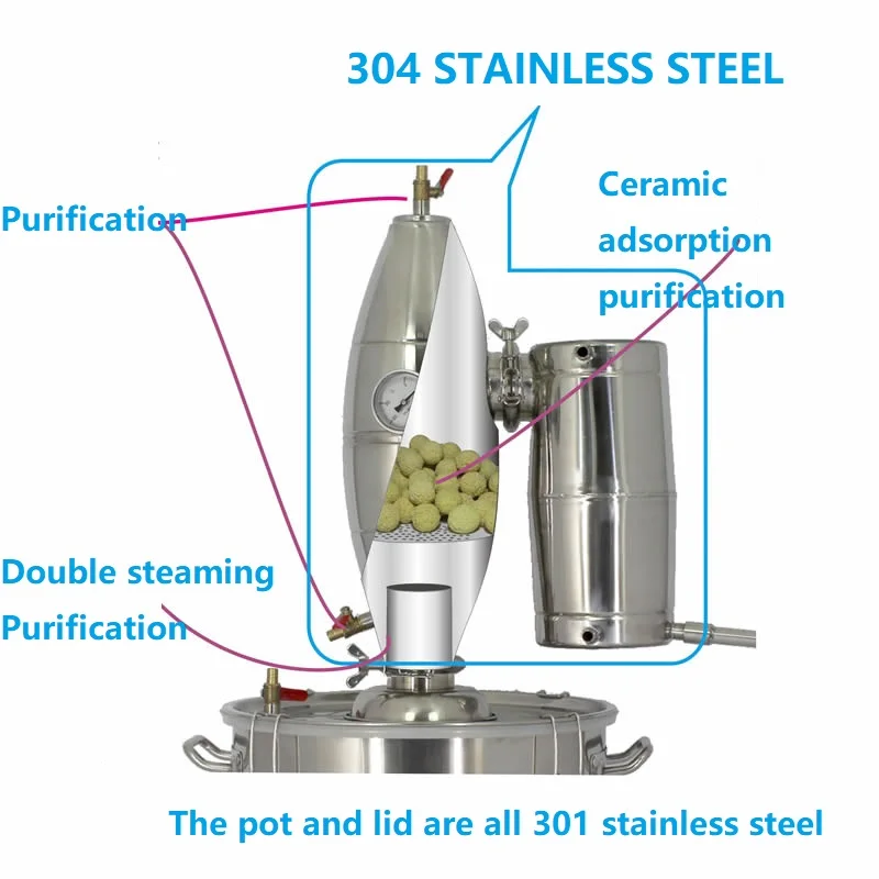 Вино пивоваренное устройство дистиллятор спирта дистиллятор из нержавеющей стали набор для домашнего изготовления напитков Moonshine вино делая котел домашнее Вино дистиллятор
