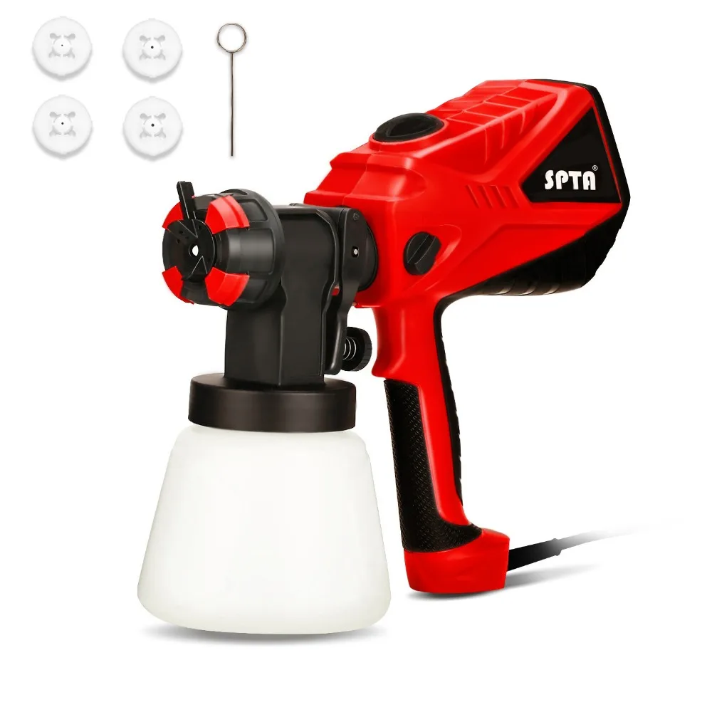 

SPTA Electric Spray Gun 1000ML/Min Paint Sprayer+3 Spray Patterns 3 Nozzles Adjustable Valve Knob+Easy Filling Container