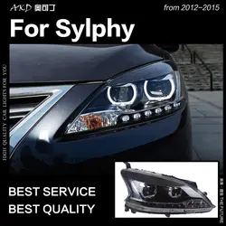 АКД Автомобиль Стайлинг для Nissan Sylphy фары 2012-2015 Sentra светодиодный фар DRL Hid вариант фара ангел глаз луч аксессуары