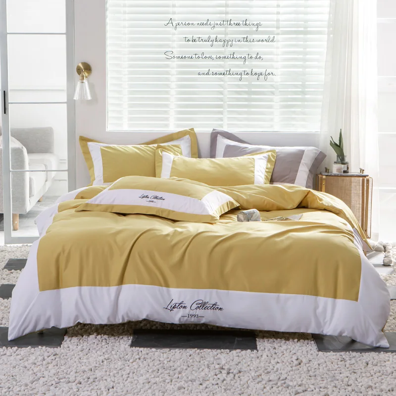 

New pure color luxury Embroidery Bedding Sets Bedclothes Duvet Cover Quilt Cover Bed Linen Sheet Queen King flat/fitted sheet