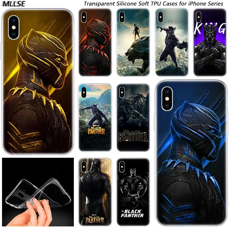 

Hot MARVEL Black Panther Fashion Silicone Case Cover for Apple iPhones 11 Pro XS Max X XR 7 8 6 6s Plus 5S SE Soft Phone Cases