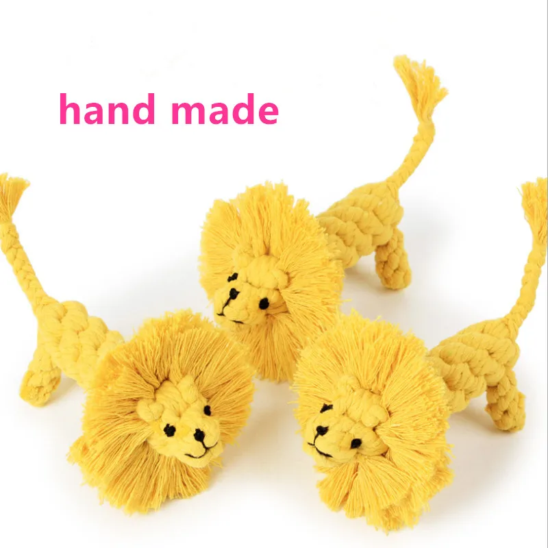 Modeling cotton rope -manual weaving lion shape 15.5cm pet dog multi-strand knot resistant molar toy dog toys for small dogs shaped cotton rope hand knitted giraffe shape 21cm pet dog multi knot wear wear molar toy dog toy small dog