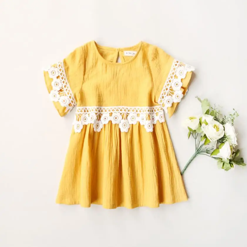 Baby Girls Summer Boutique Lace Cotton Liner Dresses Princess Litter