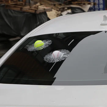 

Car-styling 3D Car Sticker Football Basketball Tennis Baseball Hit The Glass For Chevrolt Cruze VW Polo Golf Mazda Opel Kia BMW