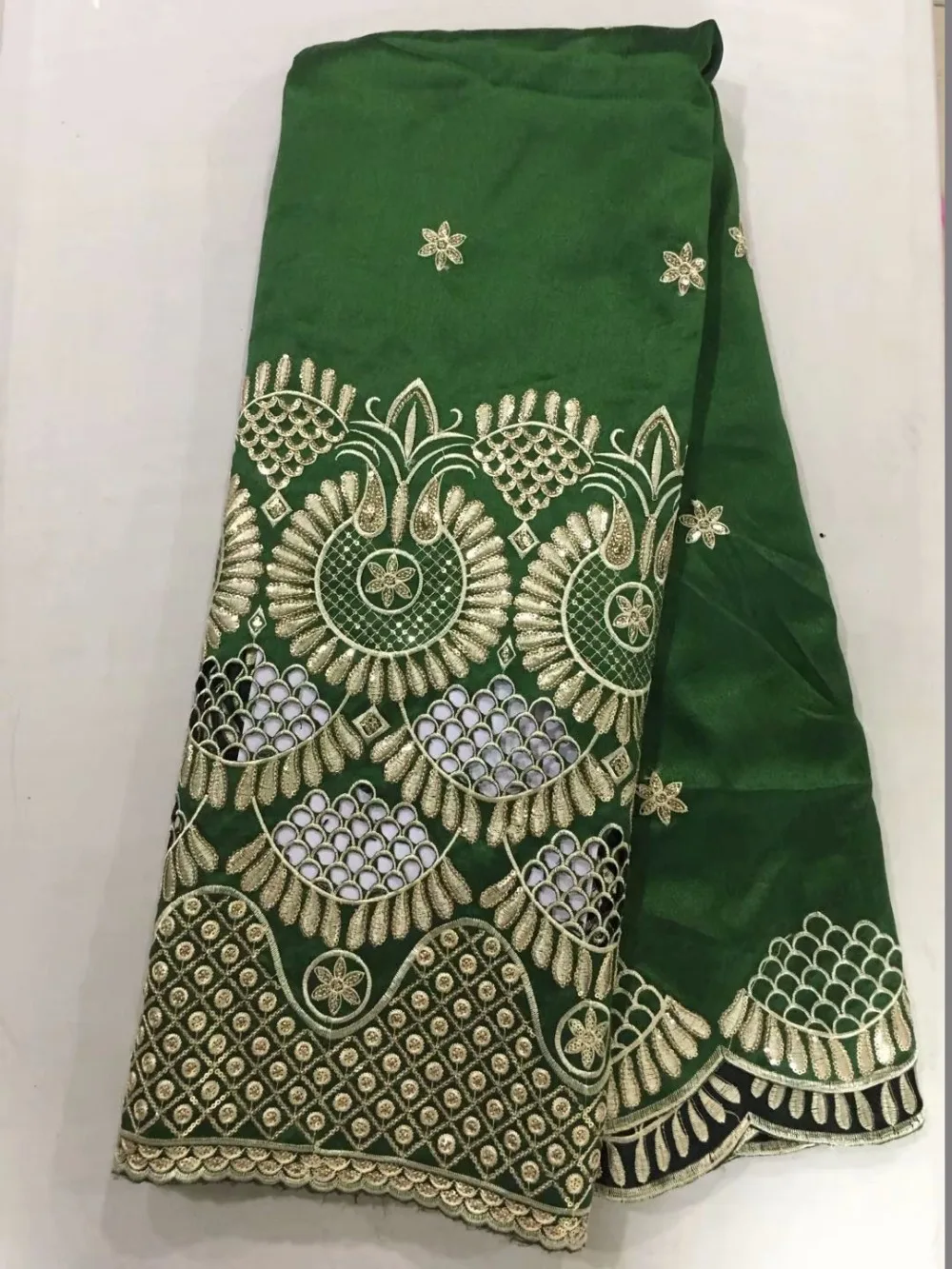 

2018 Unique desgin green african george lace fabric high quality french lace embroidered fabric for bride wedding dress