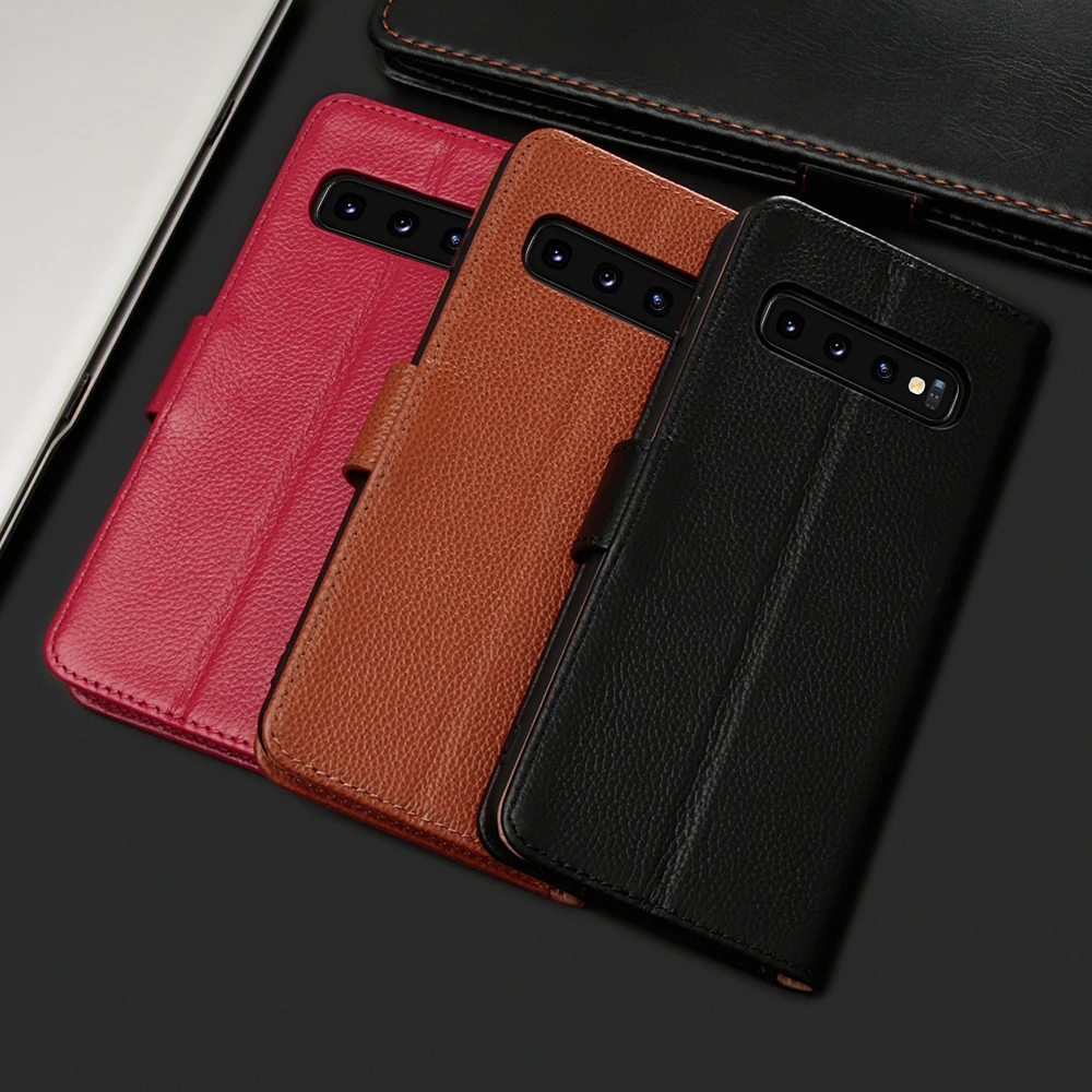 Чехол книжка из натуральной кожи для Samsung Galaxy S10 Plus S10e|Чехлы-портмоне| |