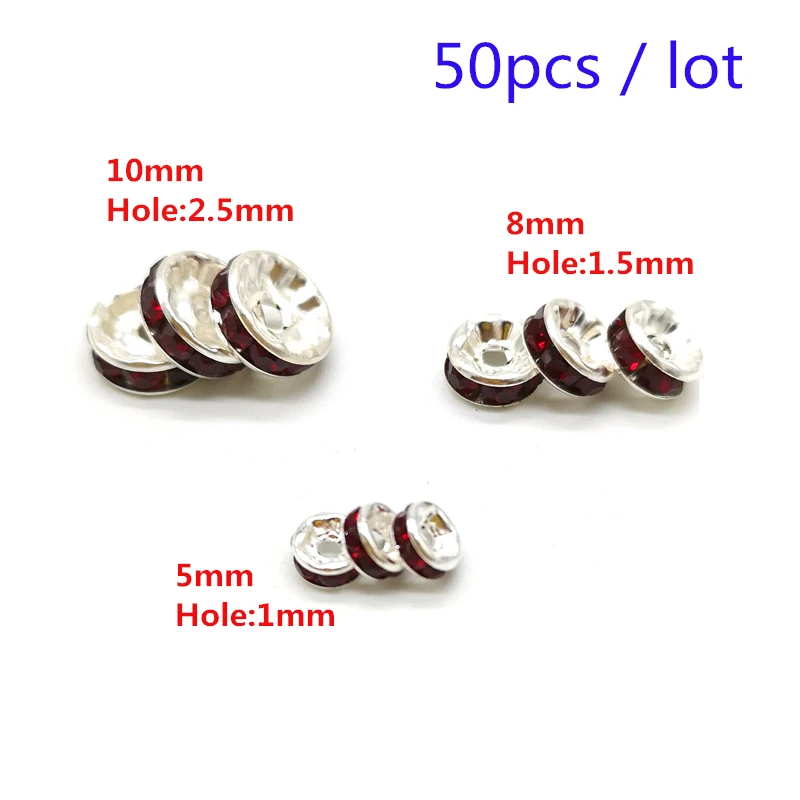 8/10 мм 50 шт Красный горный хрусталь Rondelles свободные металлический разделитель для бусин хрустальные бусины для самостоятельного изготовления ювелирных изделий Аксессуары