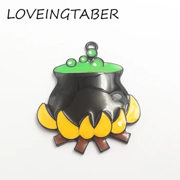

Newest 44mm*39mm 10pcs /lot Full Enamel Witches Cauldron Pendant For Fashion Halloween Neckalce Making