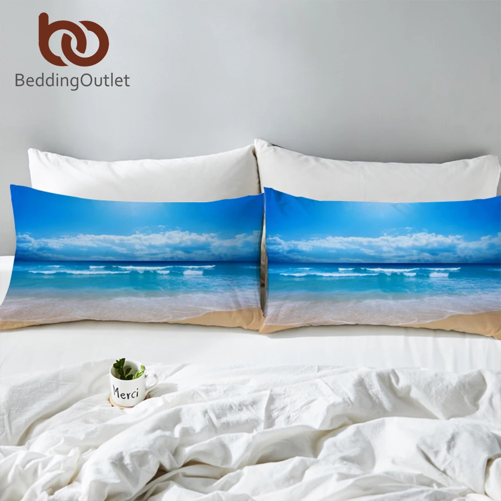 BeddingOutlet Beach And Ocean Pillowcase Decorative Bedroom Vivid 3D Bed Pillow Cover Sea Moon