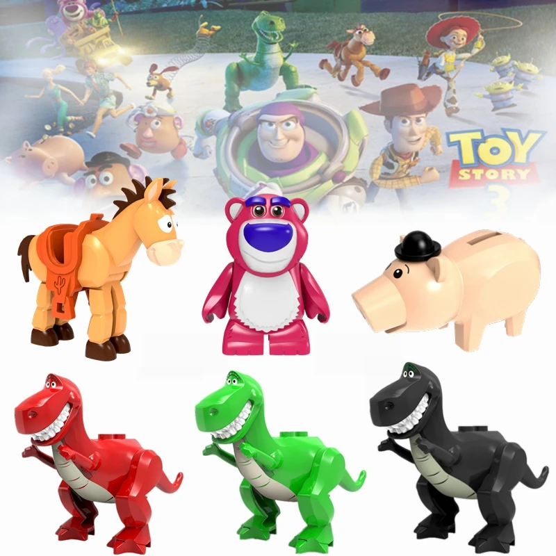 

Toys Story Bocks Action Figures Rex Hamm Pig Lotso Bulleye Movie Building Block Model Animal Education Toys for Children Gifts