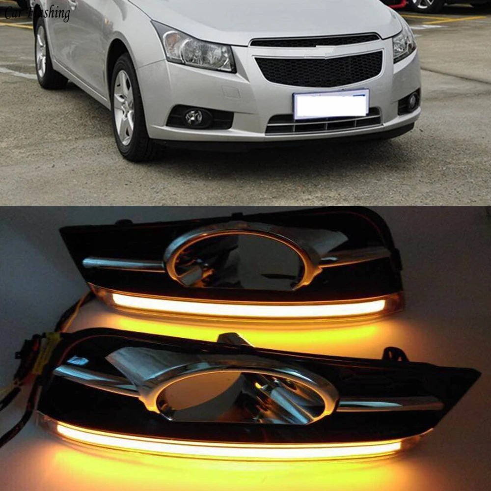 

Car Flashing 2Pcs for chevrolet cruze 2009 2010 2011 2012 2013 2014 DRL Daytime Running Lights Daylights with turn signal lamp