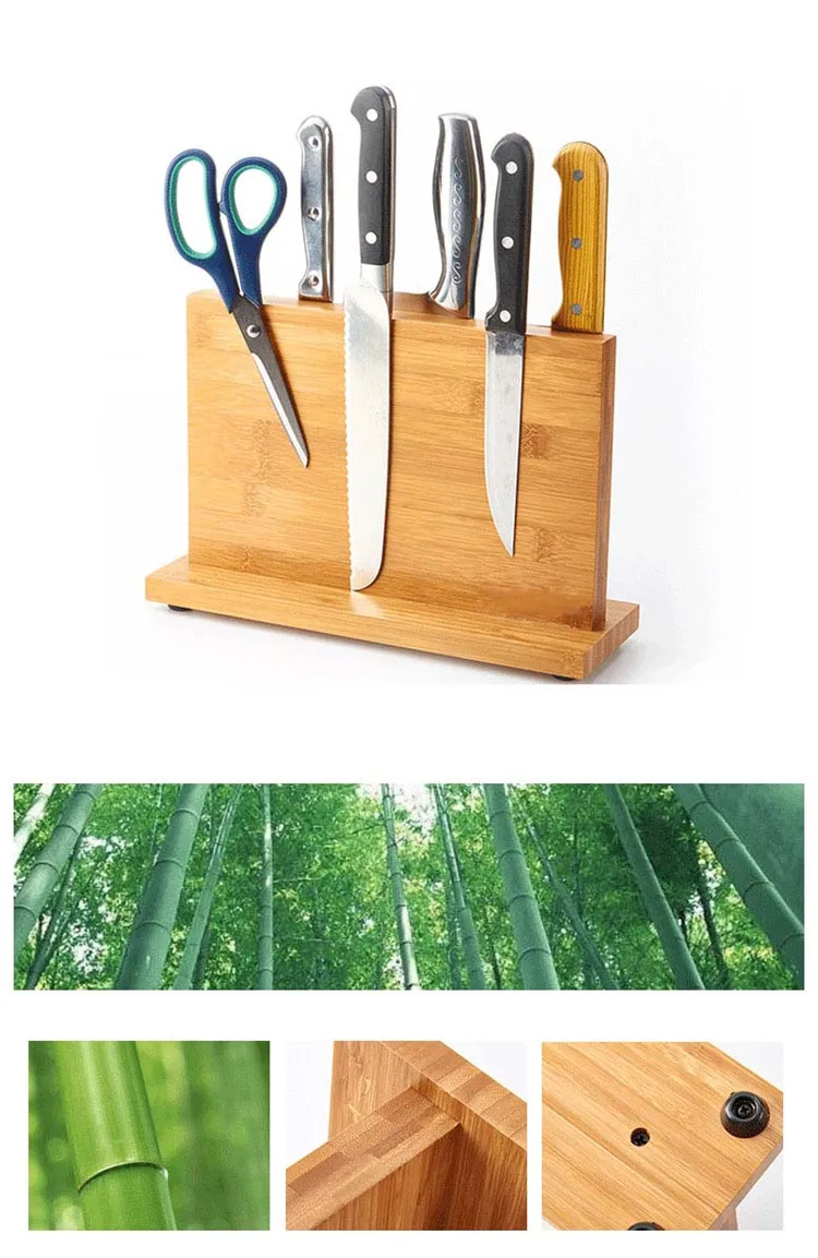 Качественный креативный магнитный держатель для ножей, бамбуковый непористый органайзер для ножей для здоровья, кухонный барный блок для хранения ножей, подставка для ножей