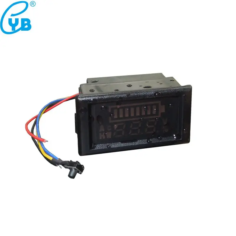 QFCare Flash Alarm BLUE LCD Waterproof Battery Capacity Monitor Gauge Meter,12V/24V/36V/48V Lead Acid Battery Status Indicator,Lithium Battery Capacity Tester Voltage Meter Monitor 