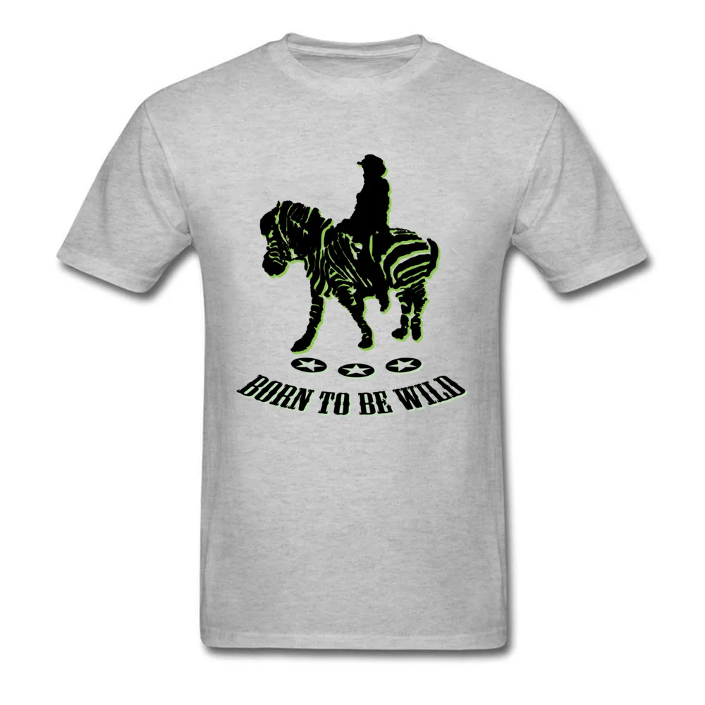 riding zebra Cotton Fabric Tops Shirts for Men Slim Fit T Shirts Crazy Plain Crewneck Tops Tees Short Sleeve Wholesale riding zebra grey