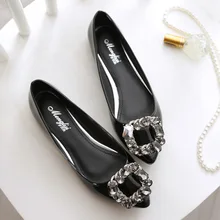 New 2016 font b Women b font Spring Shoes Square toe Diamond Buckle Low Heel Pump