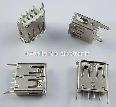 

100Pcs USB Female 4 Pin Type-A DIP Socket Connector 13.0