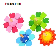 Цветок Четыре цвета игрушки с гироскопом высокое качество цельная древесина цвет маленький гироскоп деревянный гироскоп игрушки малыш классический Образование игрушка случайный стиль