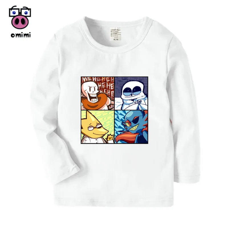 Детская футболка с длинным рукавом игра Undertale Sans мультяшным принтом для