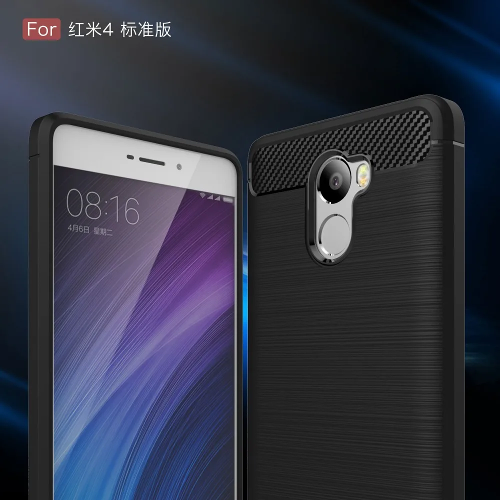 Xiao mi 4 Чехол для мобильного телефона Матовый и красный карбоновый гелевый