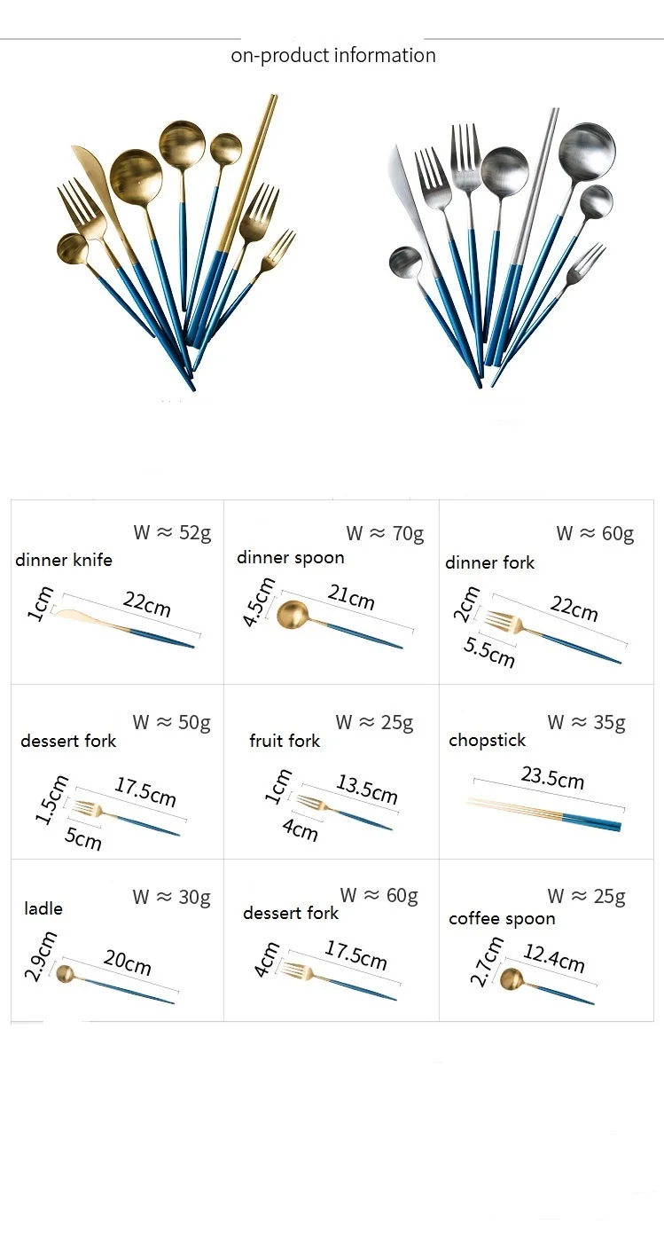 1 шт., KINGLANG, синяя, Золотая вилка, ложка, высокое качество, нержавеющая сталь, столовая ложка и вилка, вилка для стейка