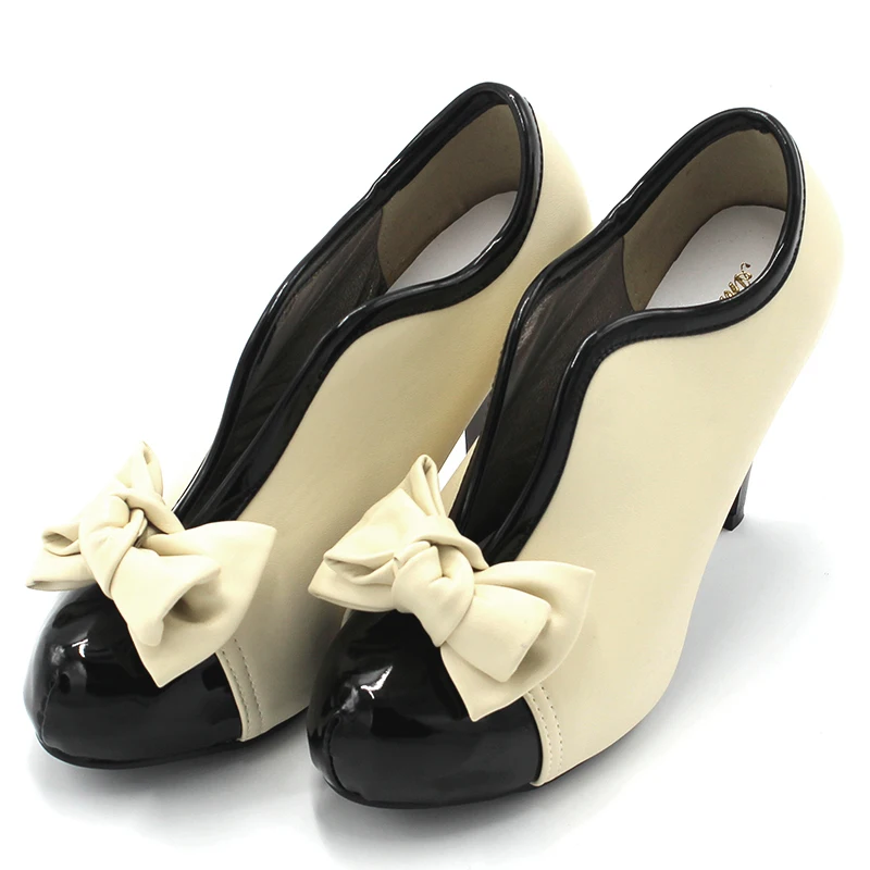 ANMAIRON/Новые модные Демисезонные ботильоны с бантом женские ботинки с круглым носком на высоком каблуке без застежки размеры 34-43
