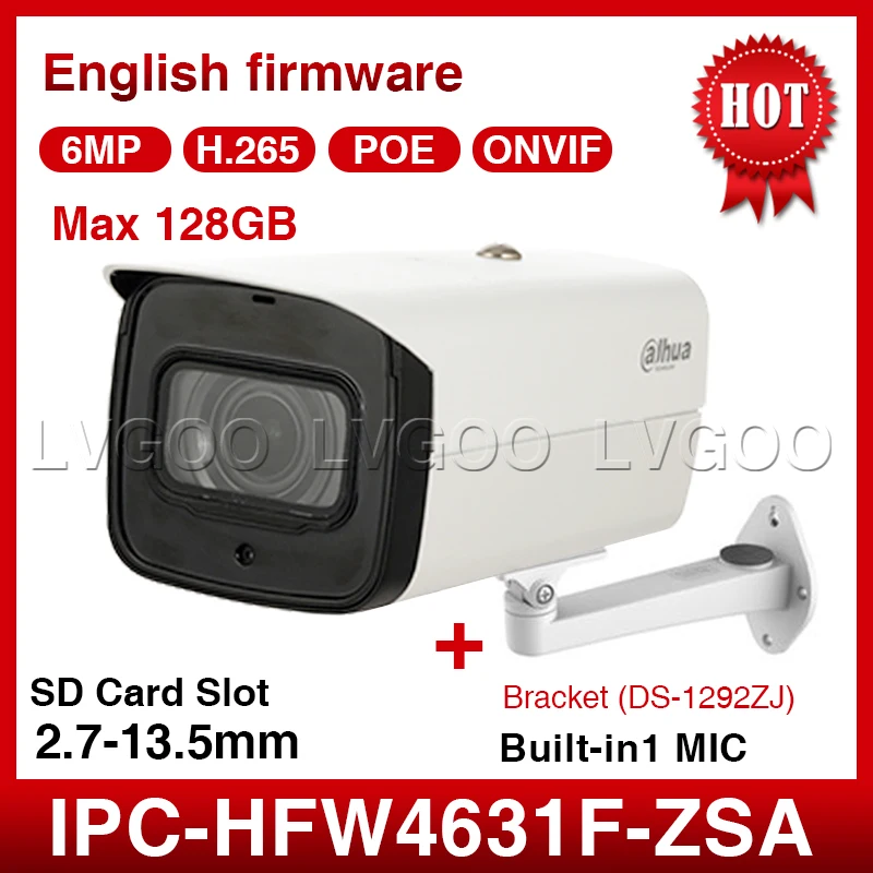 Dahua 6MP Network Camera IPC-HFW4631F-ZSA 2.7-13.5mm VF lens Bullet with Microphone SD Card Slot | Безопасность и защита