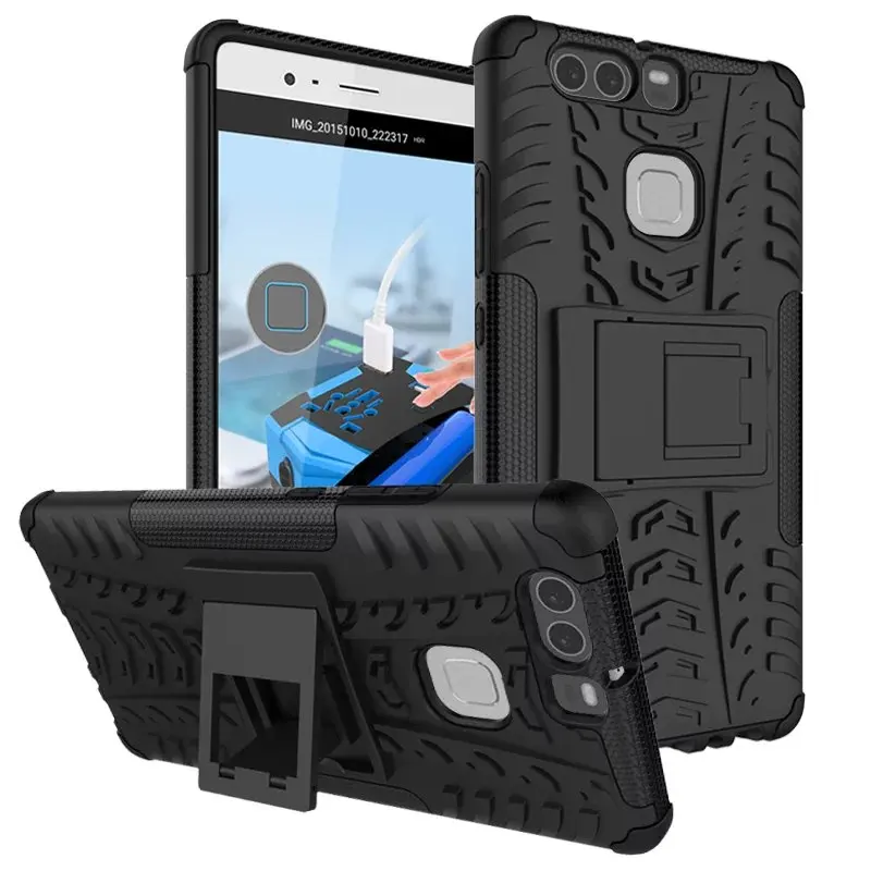 

Case for Huawei P9 P9 Plus Heavy Duty Impact Hybrid Hard Back Cover Case for Huawei P9 Case Armor Cover With Kickstand