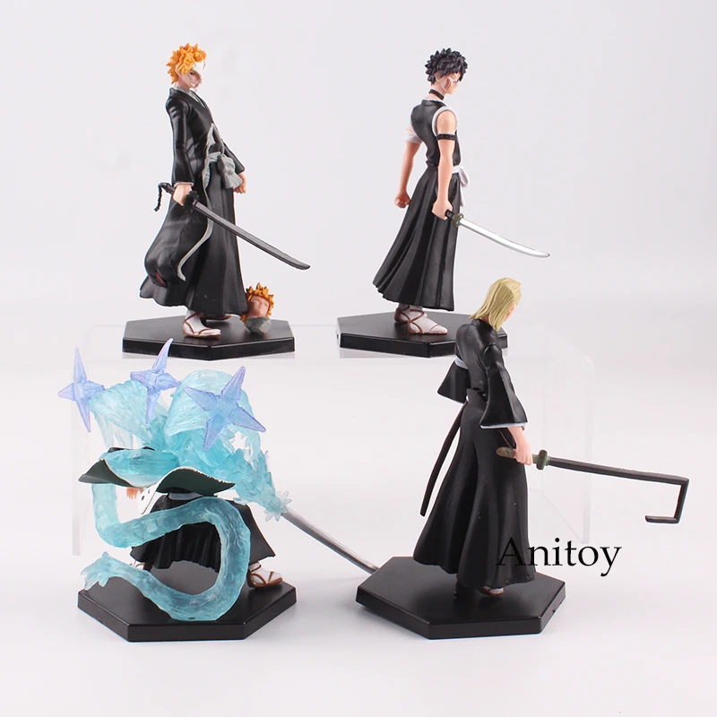 Bleach Kurosaki Ichigo Kuchiki Byakuya PVC Action Figure Model Colletible Toy Doll 4pcs/set 10~12.5cm
