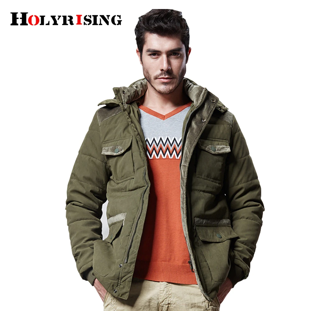 Vert Holyrising Coton Bas Chaud light Green Zipper Épais Le Veste Paquet19011 Black Noir Kaki À Vers Manteau khaki Capuchon Hiver Hommes Parka 5 Khaki army Cap f7Y6gby