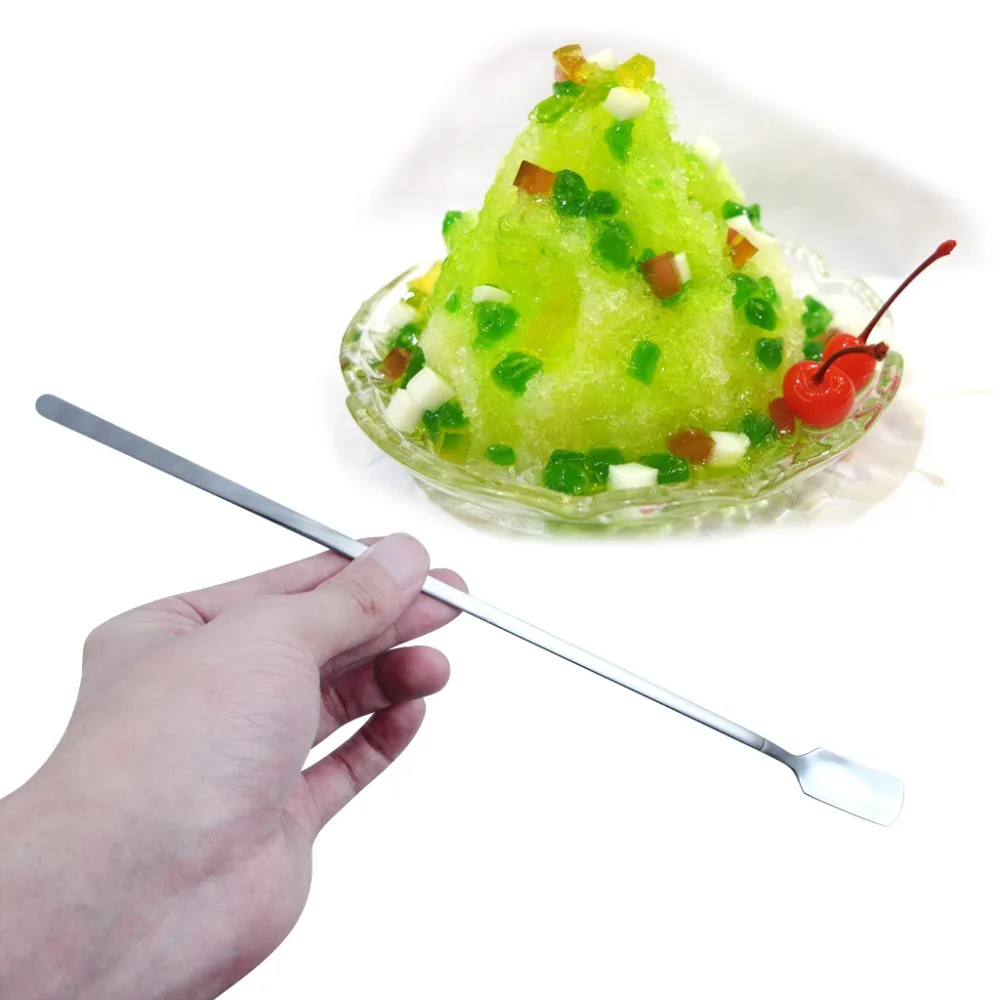 Stainless Steel Mixing Spoons Long Ice Scoops Polishing Dessert Coffee Tea Spoons (4)