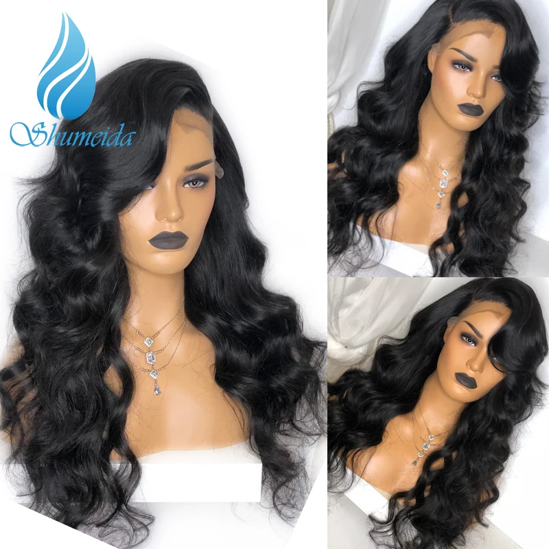 

SHUMEIDA Brazilian Hair Body Wave 13x6 Lace Front Wigs with Baby Hair 150% Density Remy Human Hair Wigs Glueless Full Lace Wigs