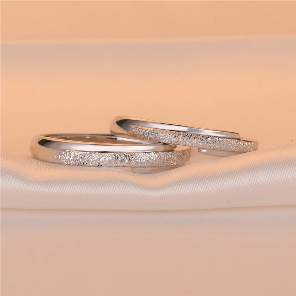 2 шт. 925 пара стерлингового серебра на каждый день процесса кольца для мужчин и женщин свадебные Обручение ювелирные украшения для влюбленных