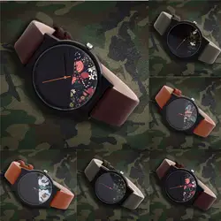 Новый Винтаж кожаные мужские часы 2018 Роскошный топ бренда цветочный узор Повседневное кварцевые часы мужчины часы Relogio Feminino подарок #4M04