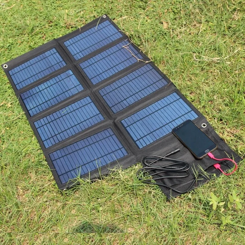 BUHESHUI 50W Solar Panel Charger+ Dual USB5V&18V DC Output For 12V Battery Charger Solar Mobile Charger With 3M Clips BUHESHUI 50W Solar Panel Charger+ Dual USB5V&18V DC Output For 12V Battery Charger Solar Mobile Charger With 3M Clips