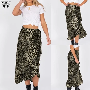 

Womail Skirt Women Summer Leopard Print Skirt Elastic Waist Bandage Daily NEW fashion Casual Skirt 2019 A11
