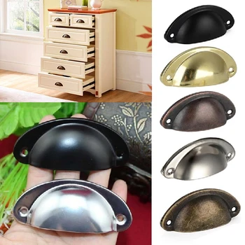 

2PCS Vintage Metal Kitchen Drawer Cabinet Door Handle And Furniture Knobs Handware Cupboard Antique Brass Shell Pull Handles