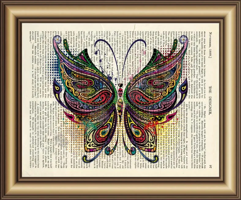 Butterfly Dictionary Canvas painting wall Art Print Poster Pictures