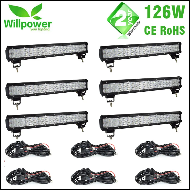 

Wholesale6PCS 12v Dual Rows Led Driving Light IP67 Waterproof Work Light 126W 20 inch Offroad Car Led Light Bar