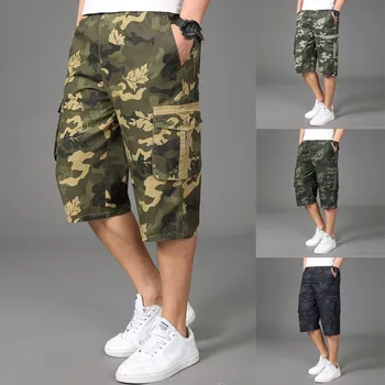

2019 Summer Men Seven-Point Multi-Zip Multi-Pocket Built-In Corded Cargo joggers pantalones hombre pantalon homme
