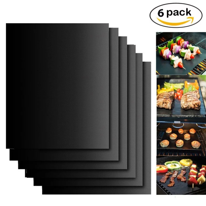6PCS/Set Non stick PTFE BBQ Baking Mats Reusable Barbecue Grilling Pads