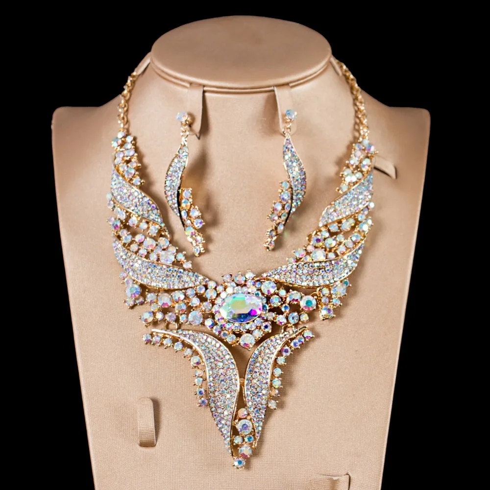 LAN дворца костюм женский комплект ювелирных изделий Африканский бисер обручальное ожерелье и серьги набор для Вечерние
