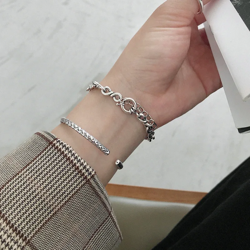 

Korean Irregular Punk Rough Luxury Bracelet 925 Sterling Silver Bracelet Geometric Delicate Bracelet For Women Fashion Jewelry