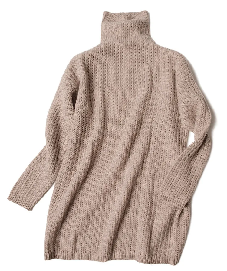  high grade pure goat cashmere turtleneck knit women fashion hollow out thick pullover sweater clare